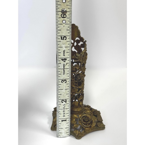 Vintage Matson bud vase: Ornate floral Rose candlestick or pen holder - Picture 5 of 11